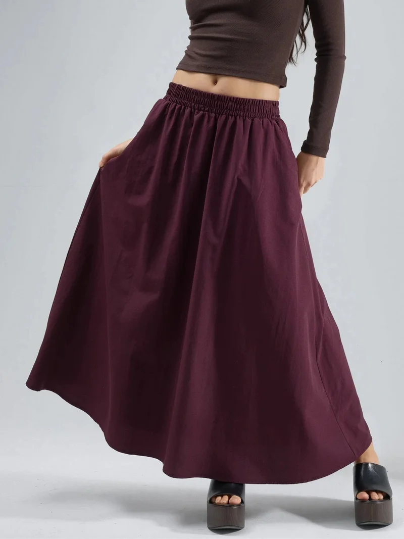 Busem BUSEM Elastic Waist Midi Skirt with Pockets